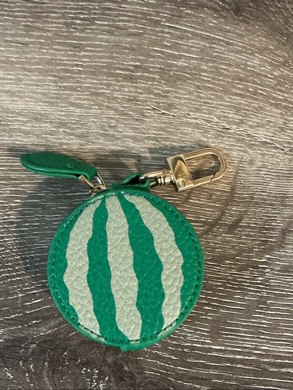 Green & Pink Round Watermelon Keychain Pouch Coin Purse Bag Charm 2.5” NEW - Picture 2 of 3